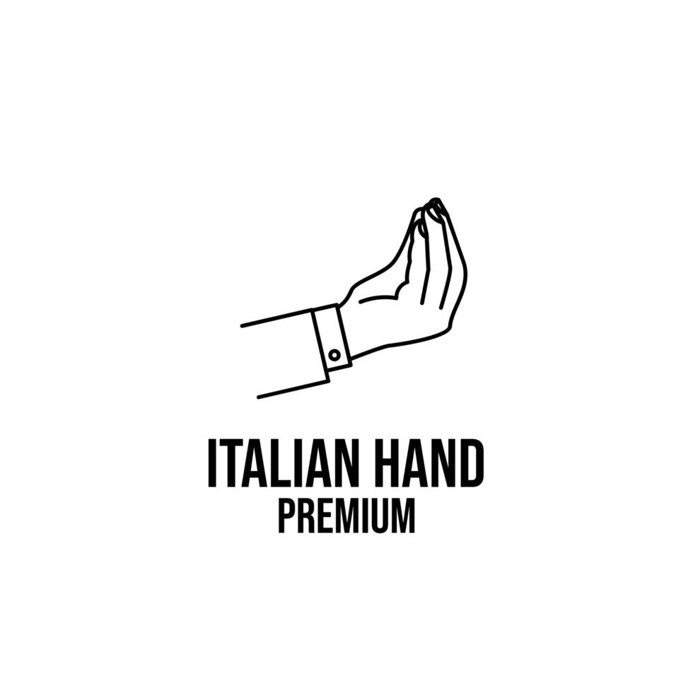 Diseño de icono de logotipo de línea de gesto de mano de piña italiana vector