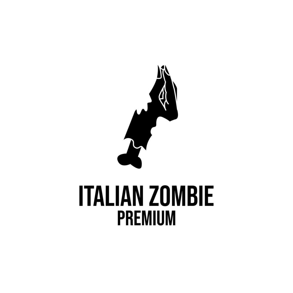Diseño de icono de logotipo de gesto de mano de piña de zombi italiano vector