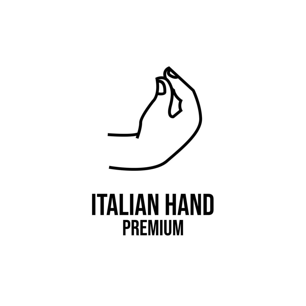 Diseño de icono de logotipo de línea de gesto de mano de piña italiana vector