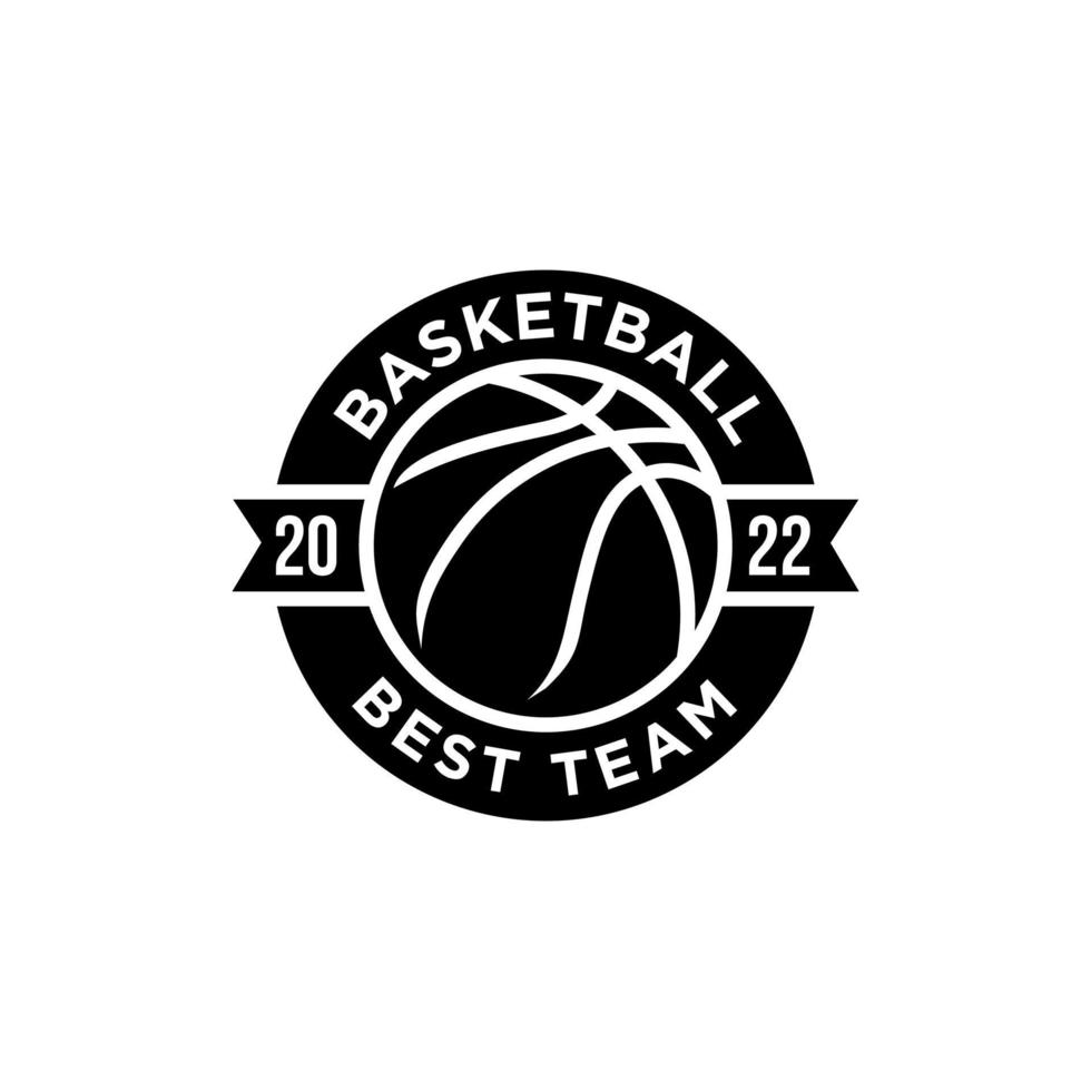 Ilustración de diseño de logotipo de baloncesto negro vector
