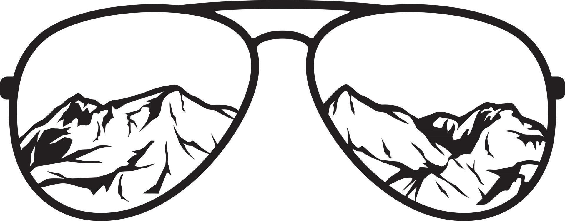 Aviator Sunglasses with Mountain Landscape vector