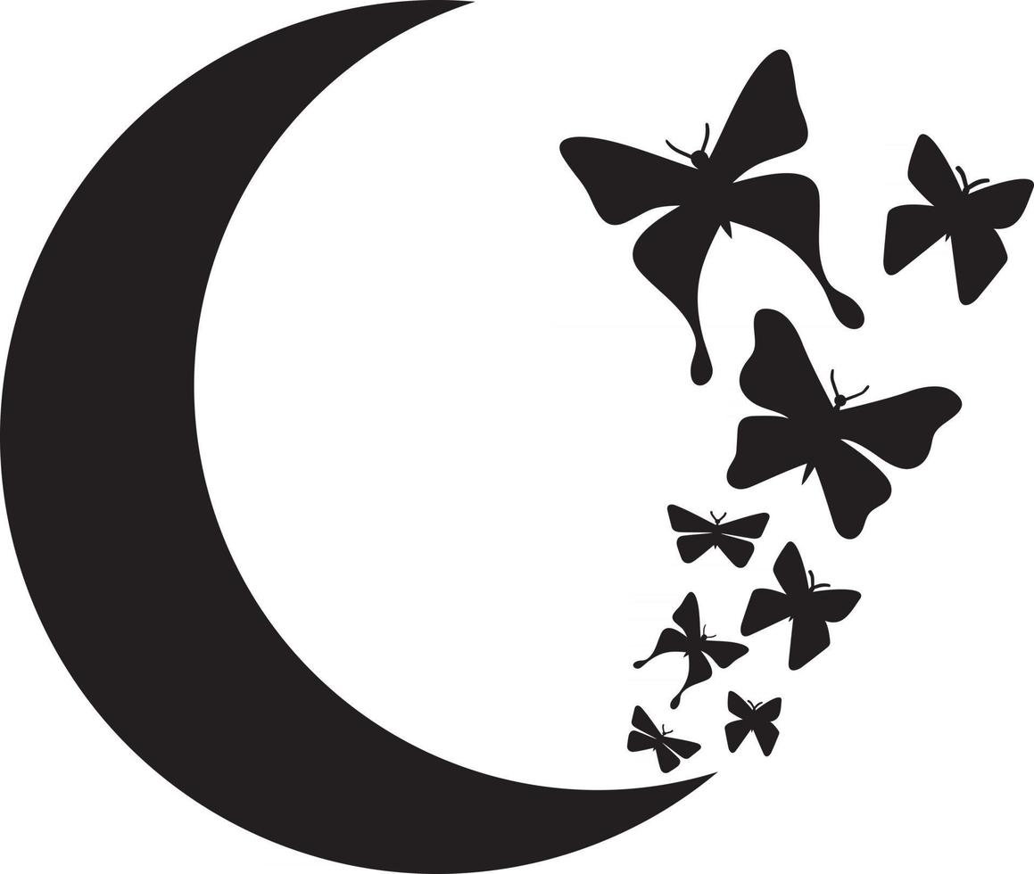 icono de mariposa luna vector