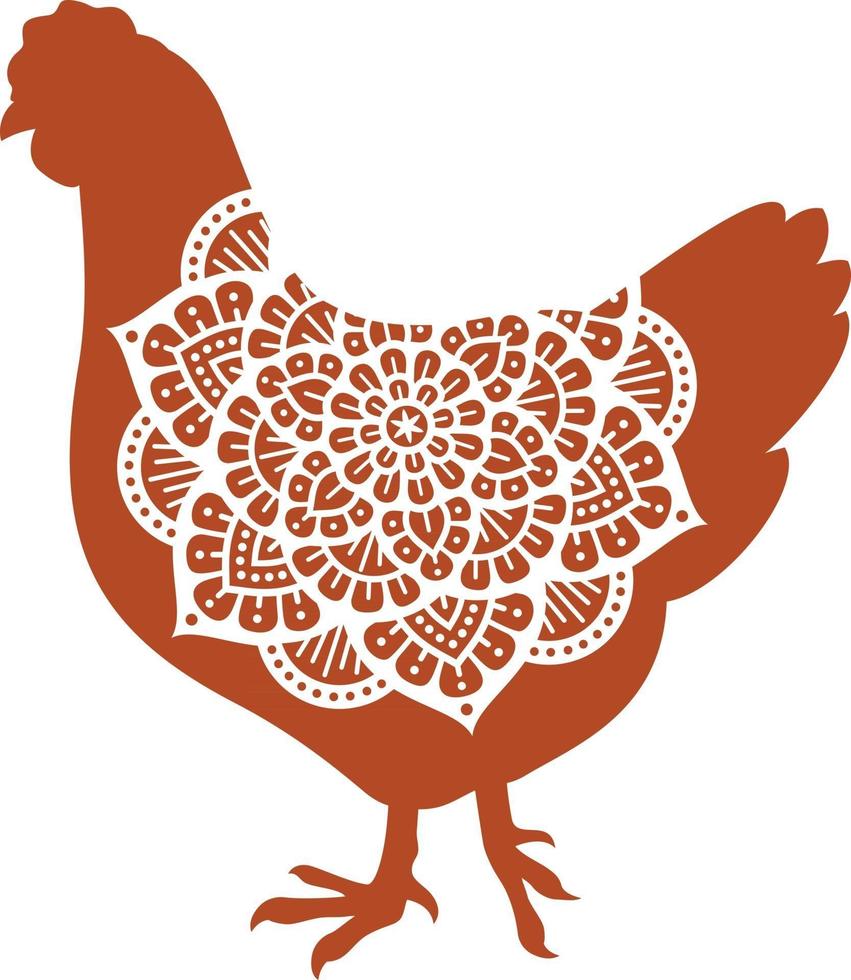 Chicken Mandala Color vector