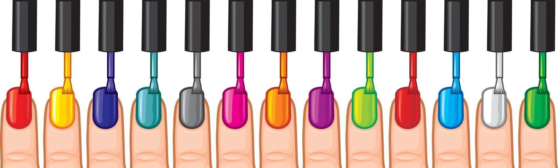 esmalte de uñas en diferentes colores vector