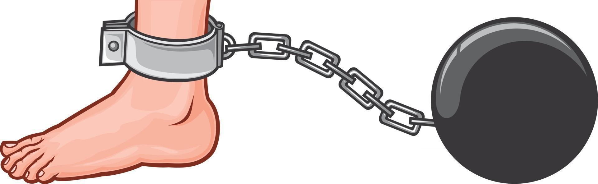 Leg with Iron Chain with Shackle and Ball vector