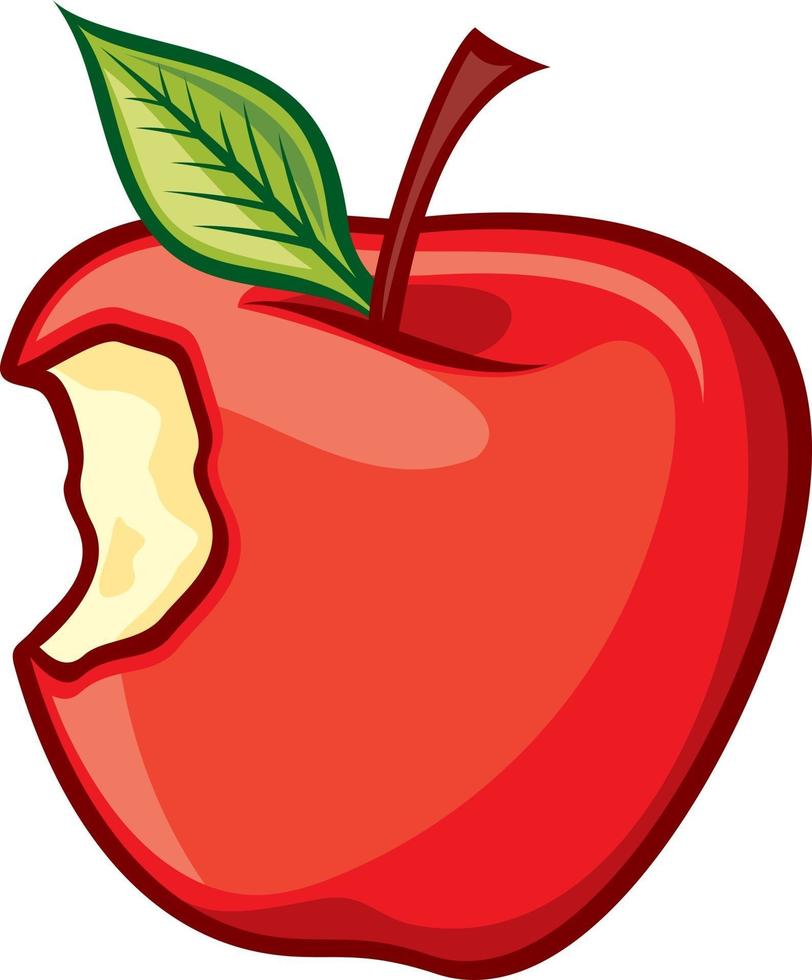 manzana roja mordida vector