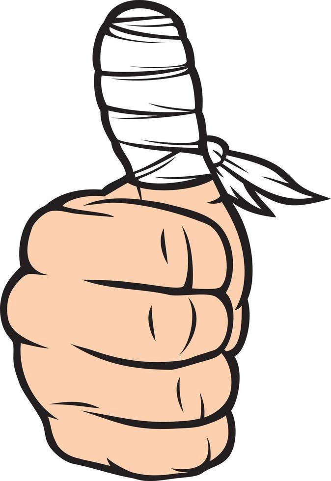 Bandaged Finger Thumb Up vector