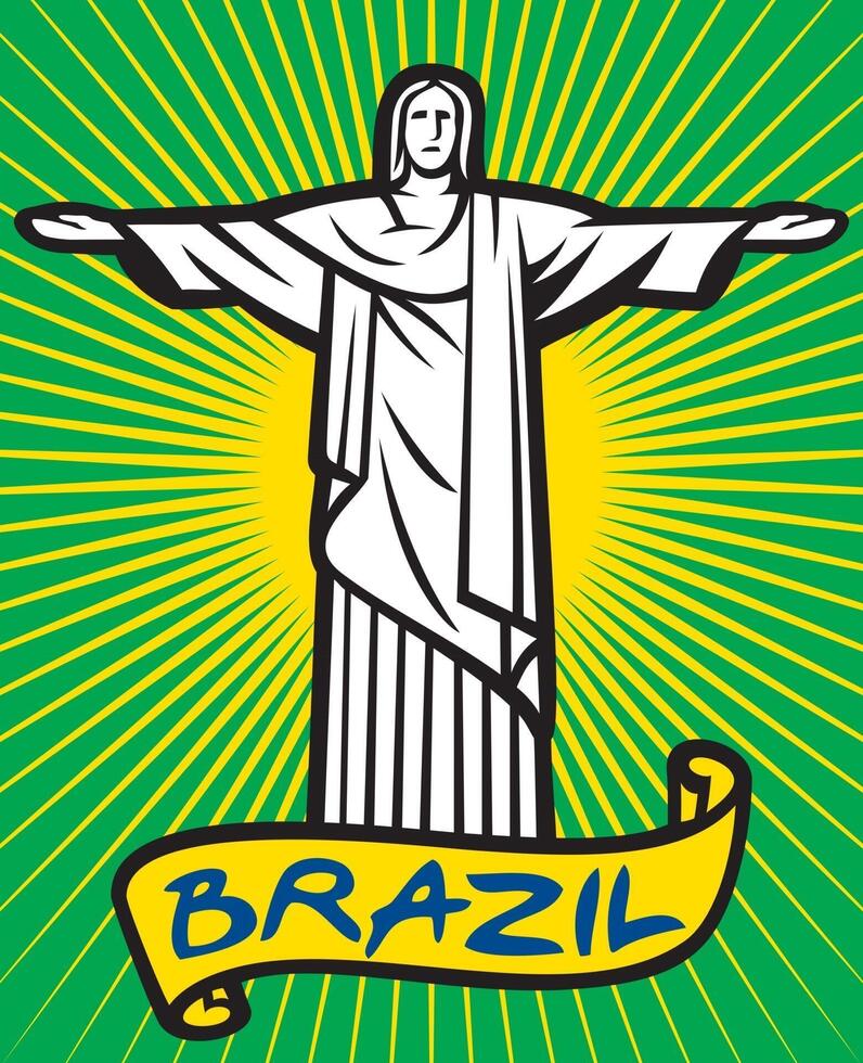 Christ the Redeemer Statue in Rio De Janeiro vector