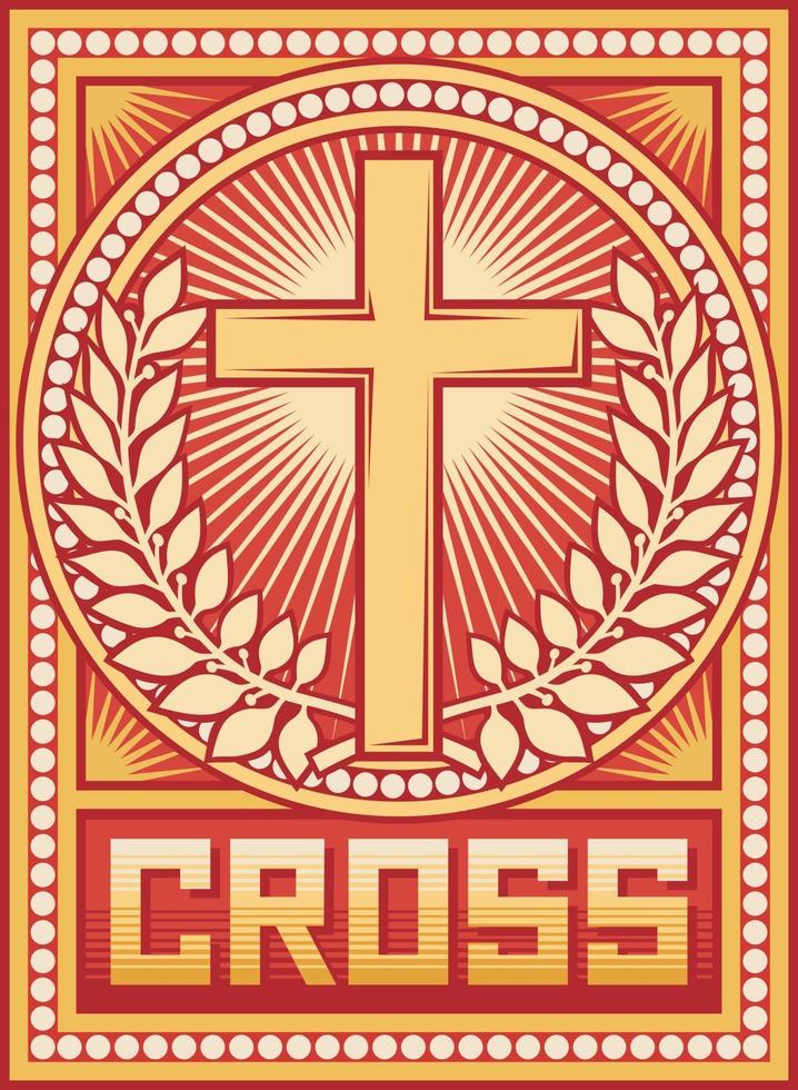 cartel de la cruz cristiana vector