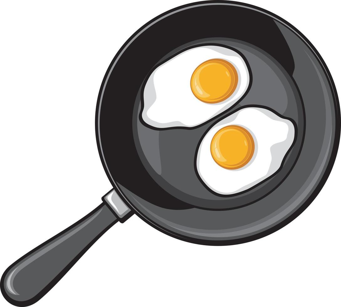 Fried Eggs on Frying Pan vector