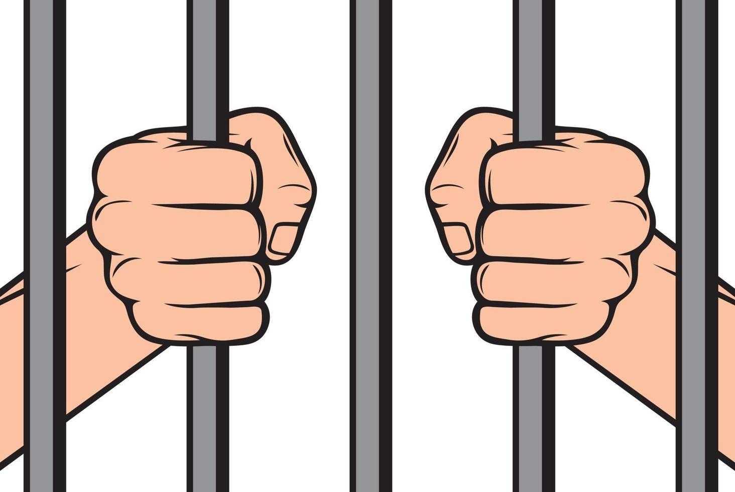 Hand Behind Prison Bars vector