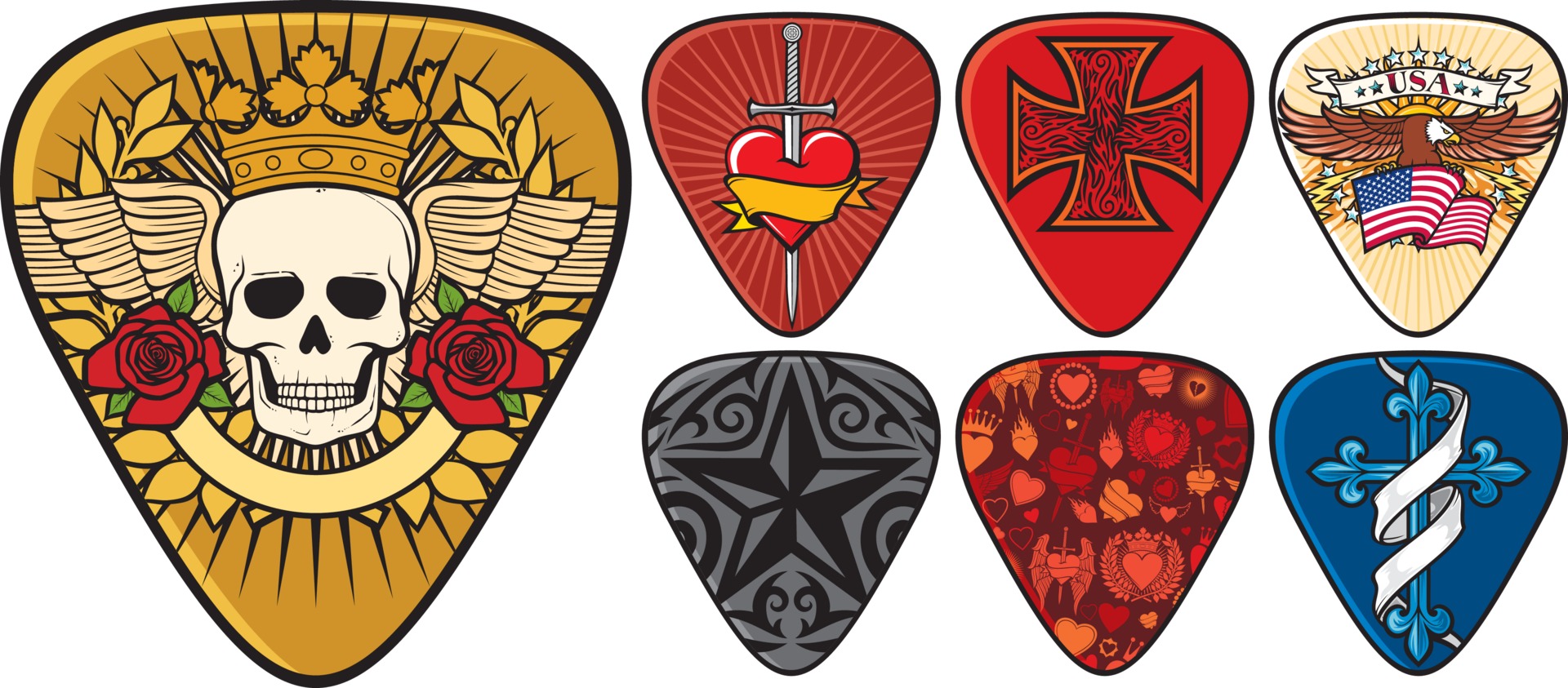 Guitar Picks or Plectrums Collection 3190243 Vector Art at Vecteezy