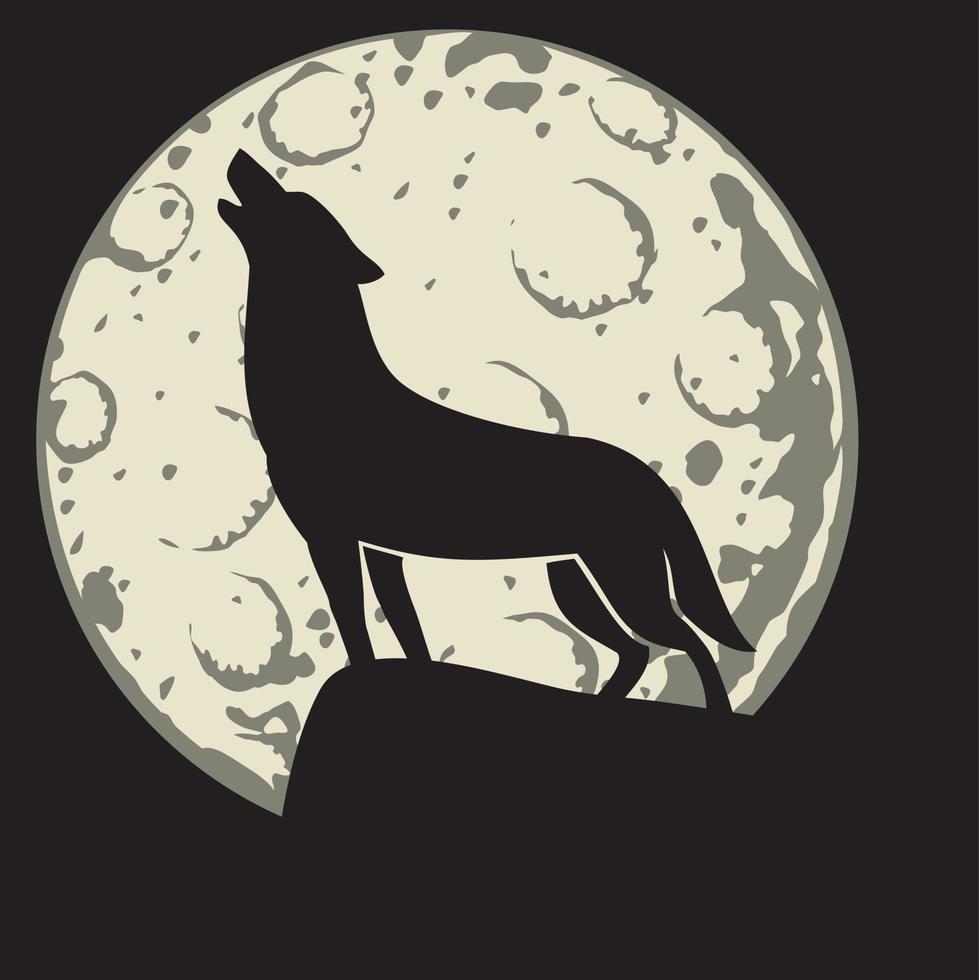 Howling Wolf in Front of the Moon vector