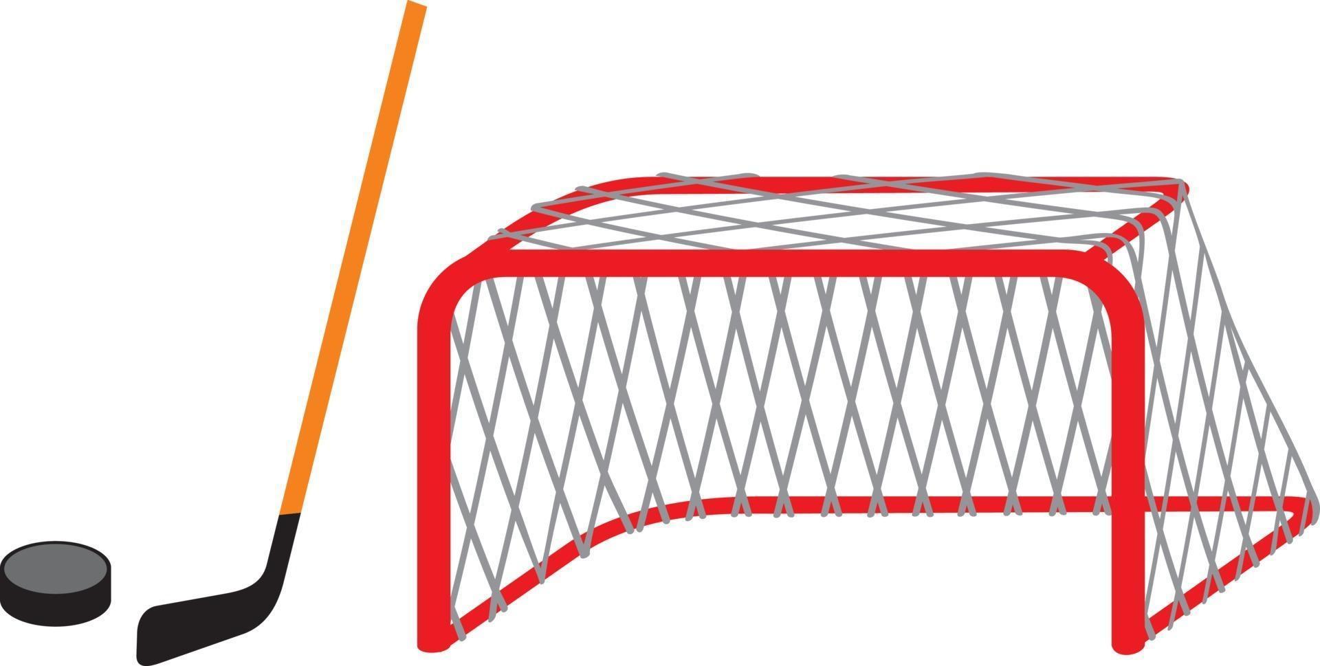 palo de hockey, puck, y, gol vector