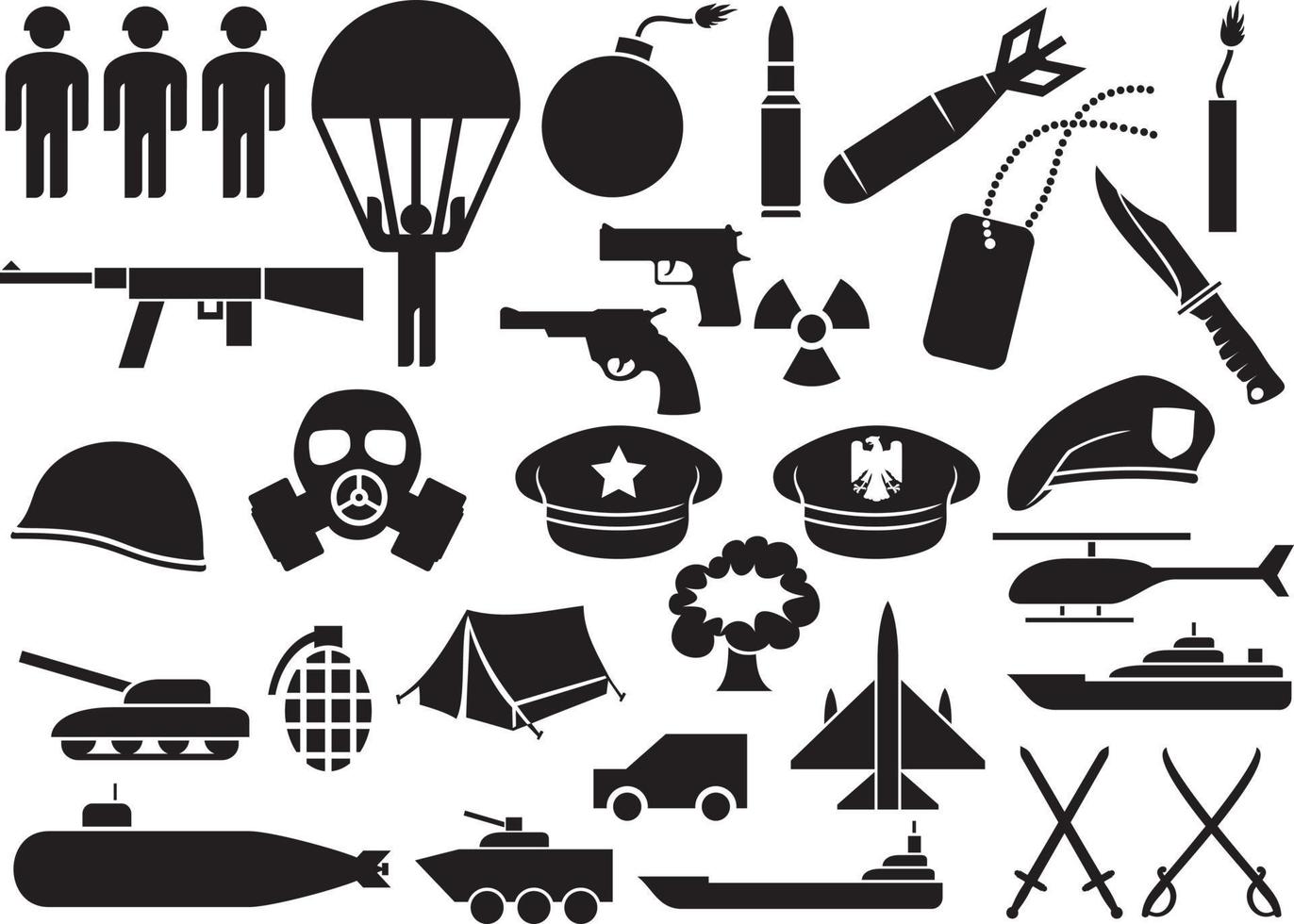 conjunto de iconos militares vector