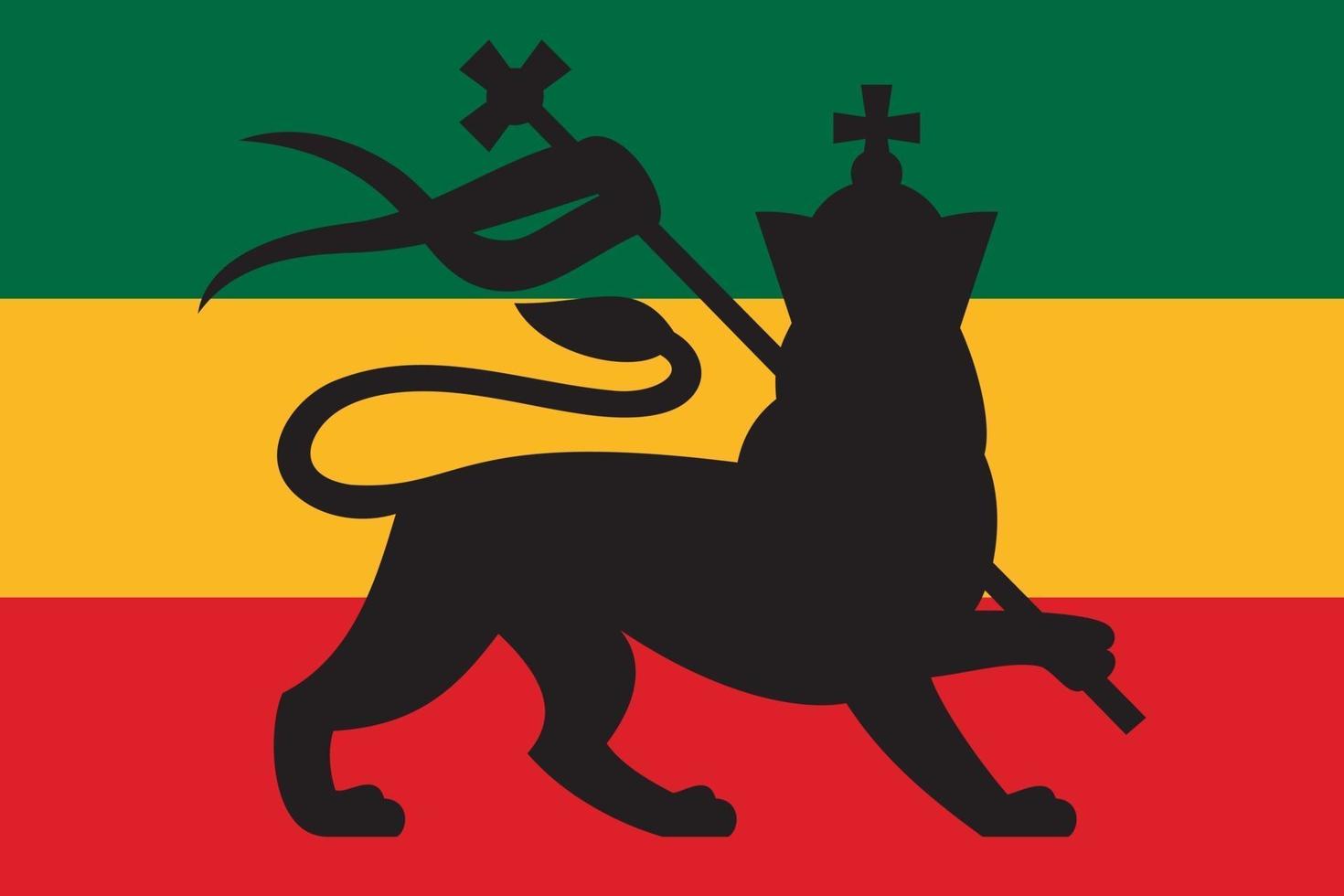 bandera rastafari con el león de judá vector