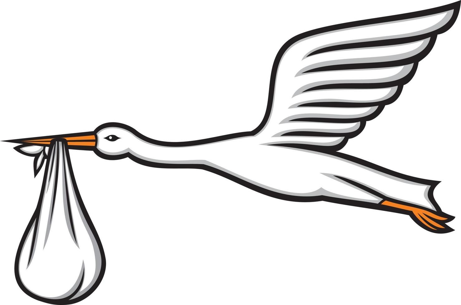 Stork Carrying a Baby in its Beak vector