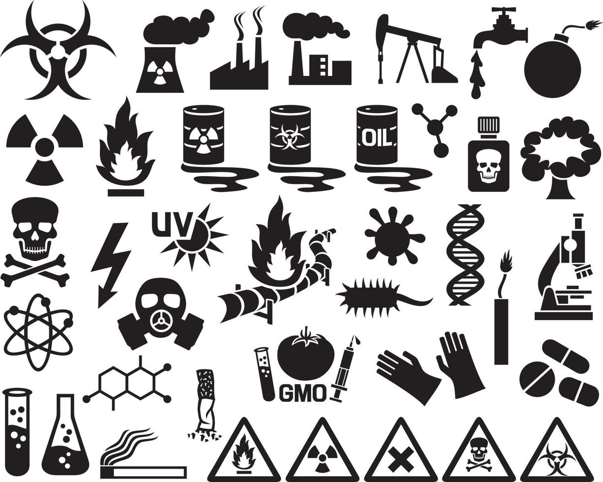 Hazard and Danger Icons Set vector