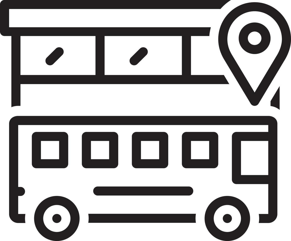 icono de línea para la ubicación del autobús vector