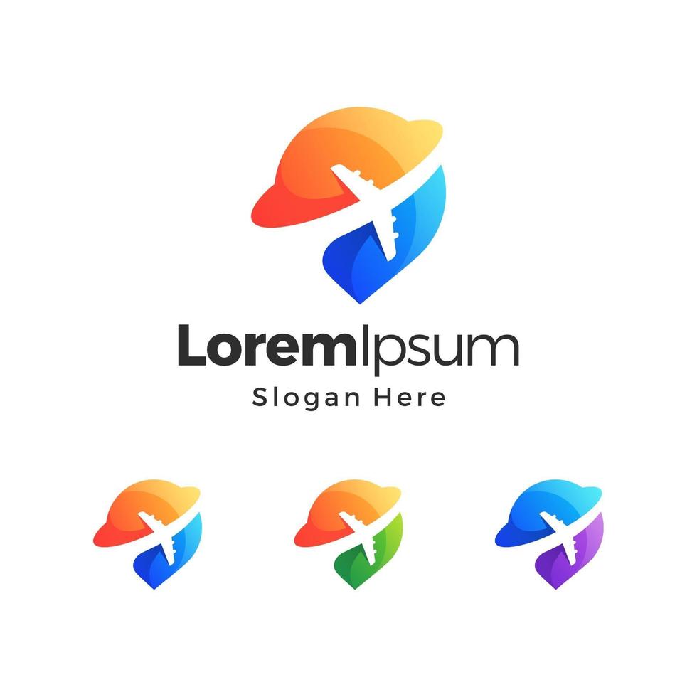 Travel Pin Planet Gradient Pro Logo Template vector