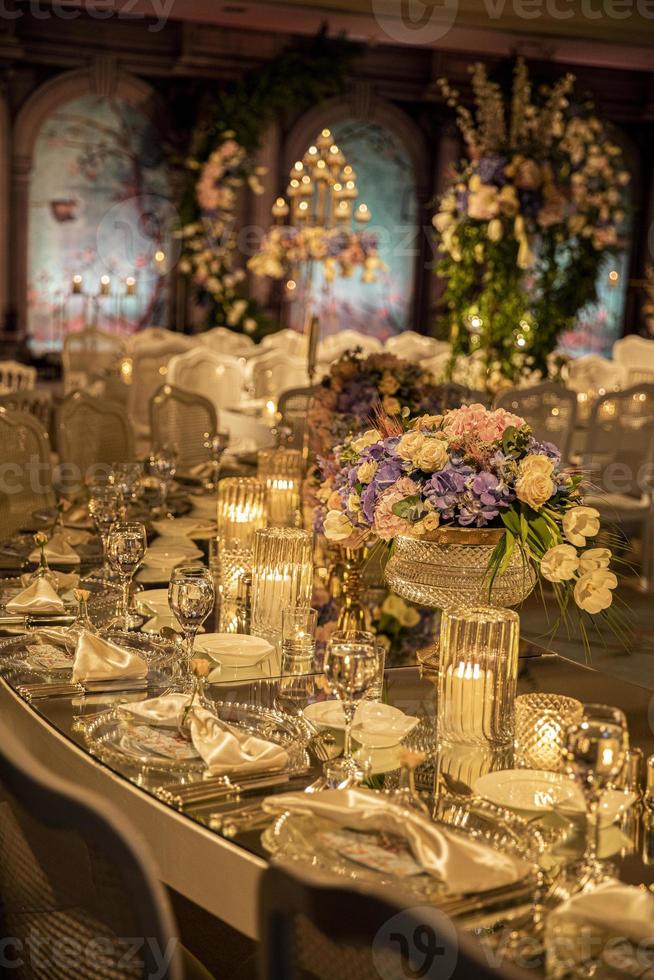 Wedding Hall Decor, Luxury Dining Event Decor photo