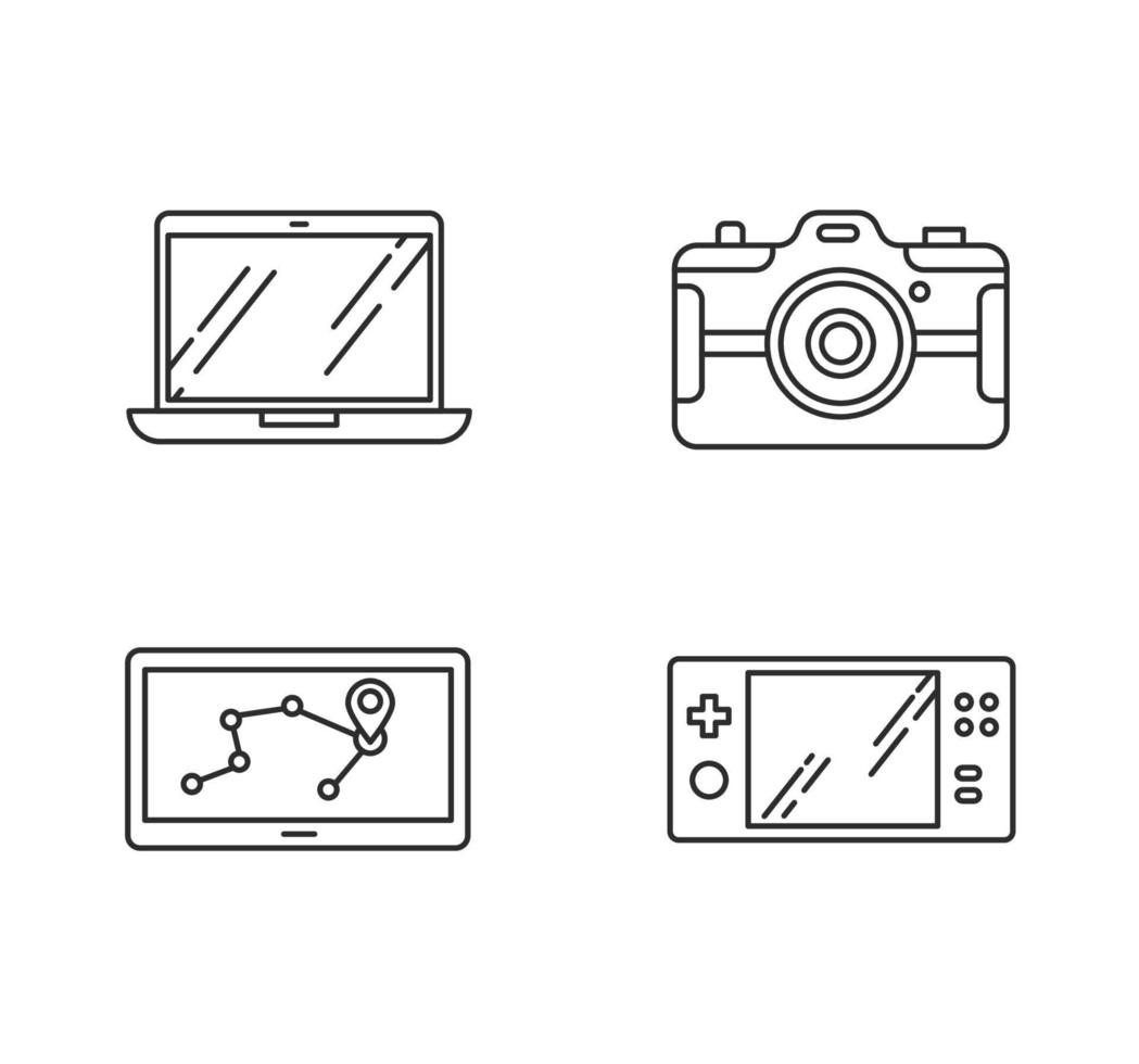 Conjunto de iconos lineales perfectos de píxeles de dispositivos móviles vector