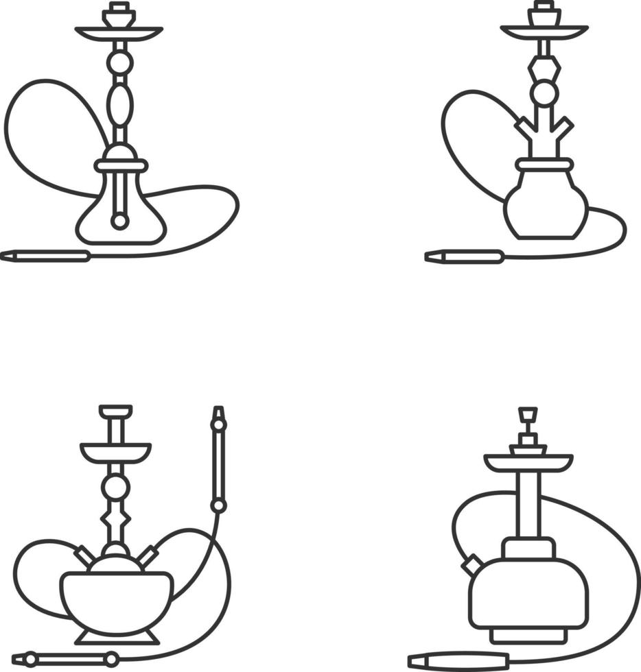 Hookah pixel perfect linear icons set vector