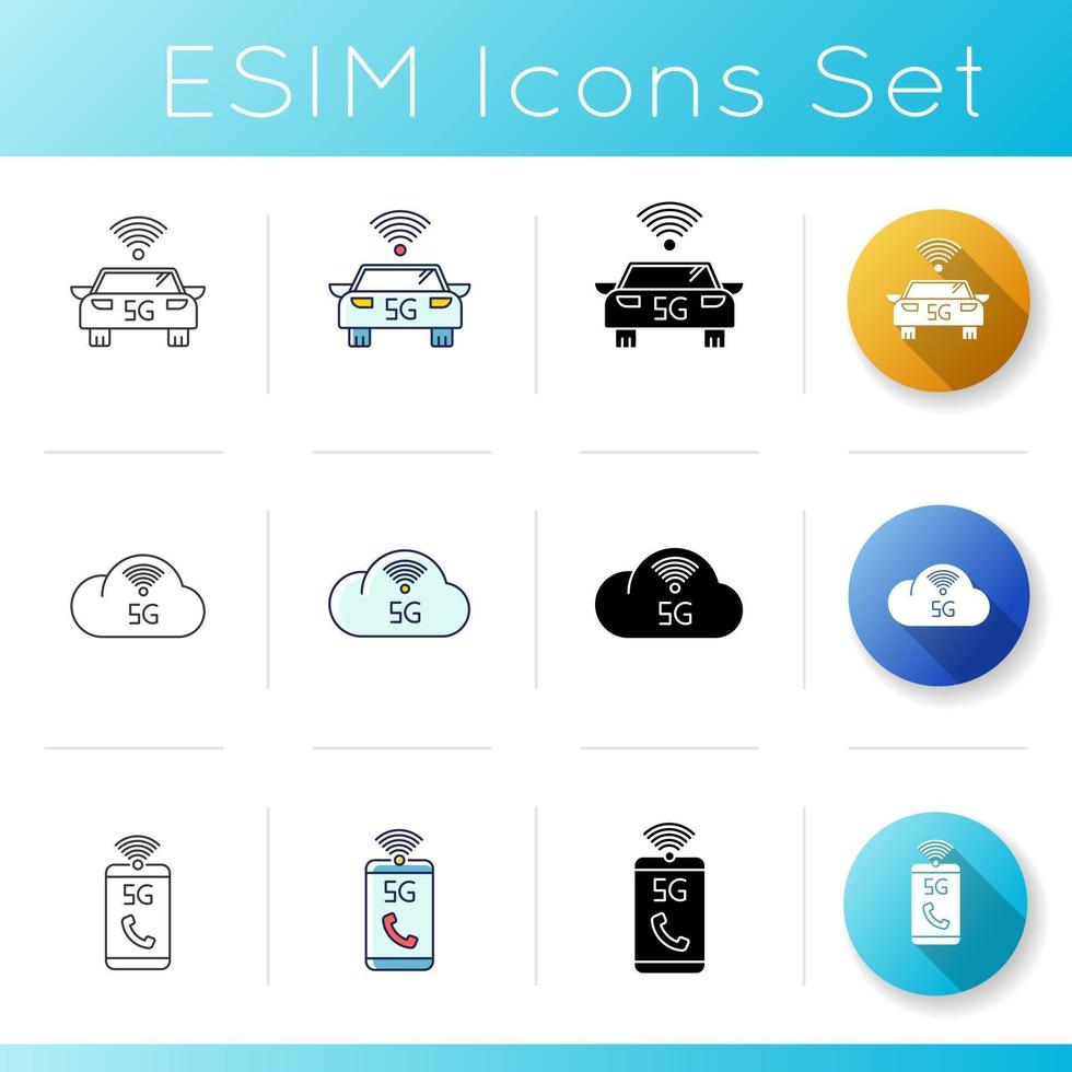 5G technology icons set vector