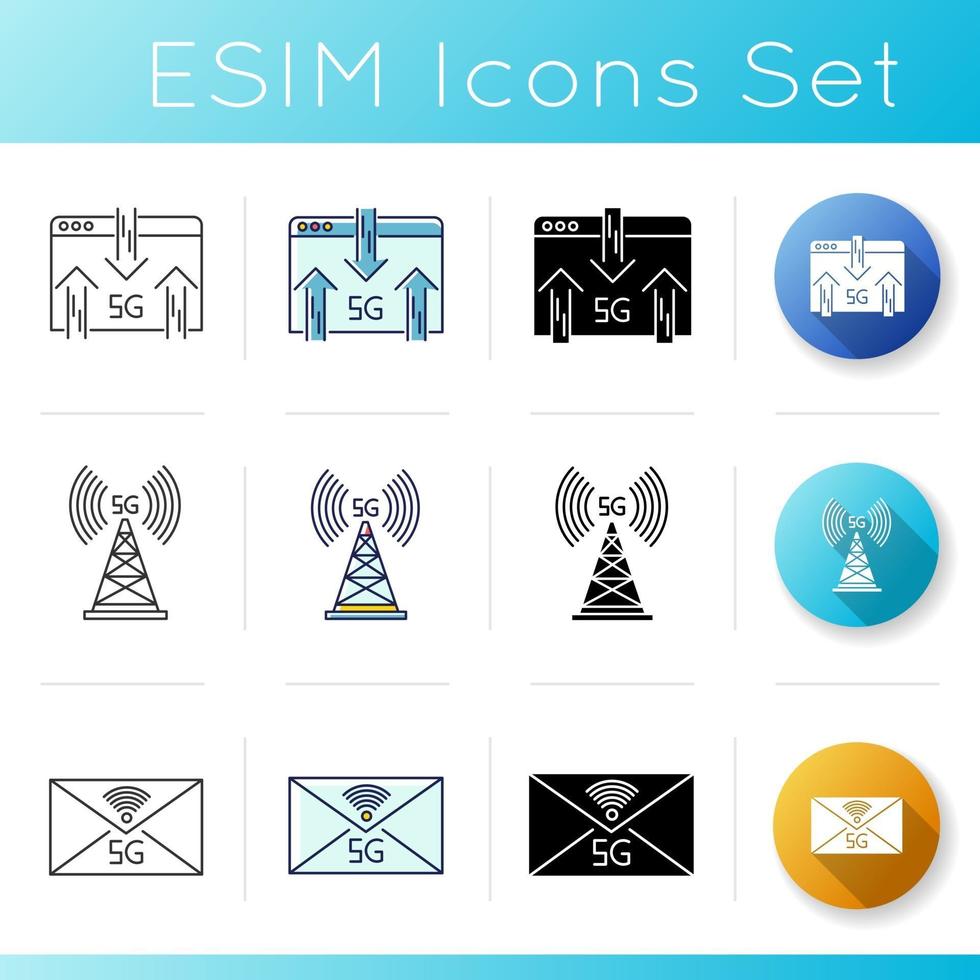 5G technology icons set vector