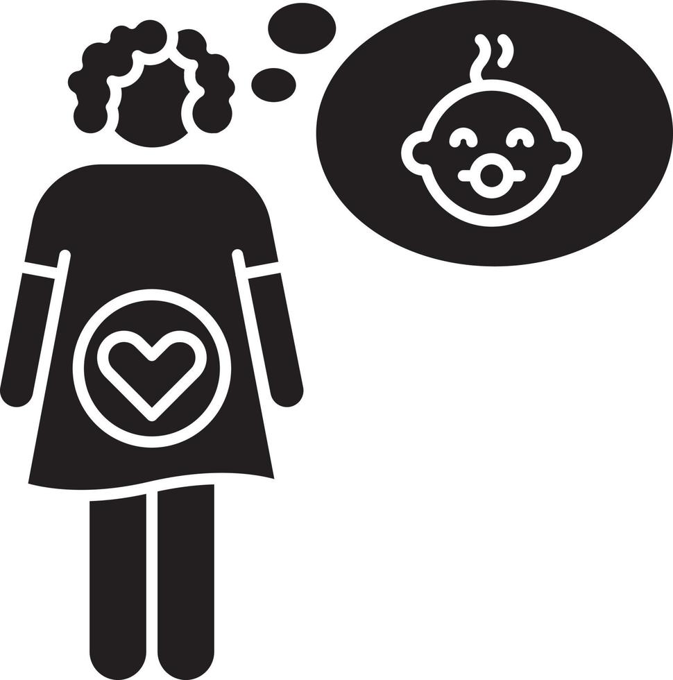 Feeling of pregnancy black glyph icon vector