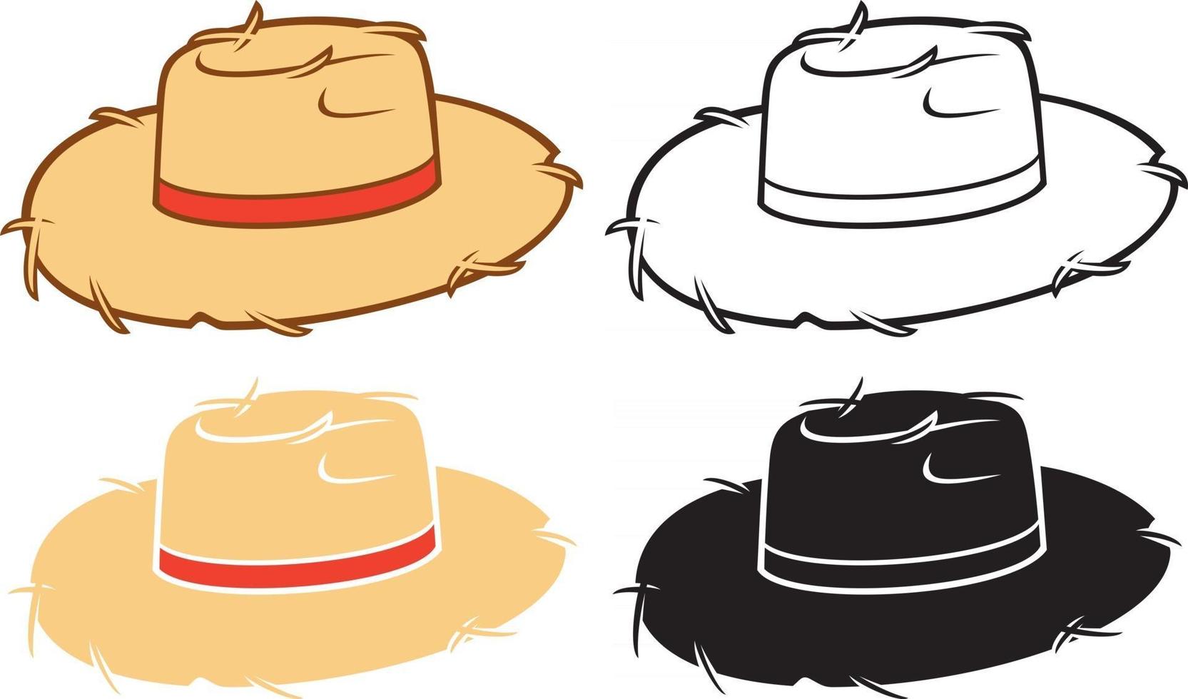 Straw Hat Icons Set vector