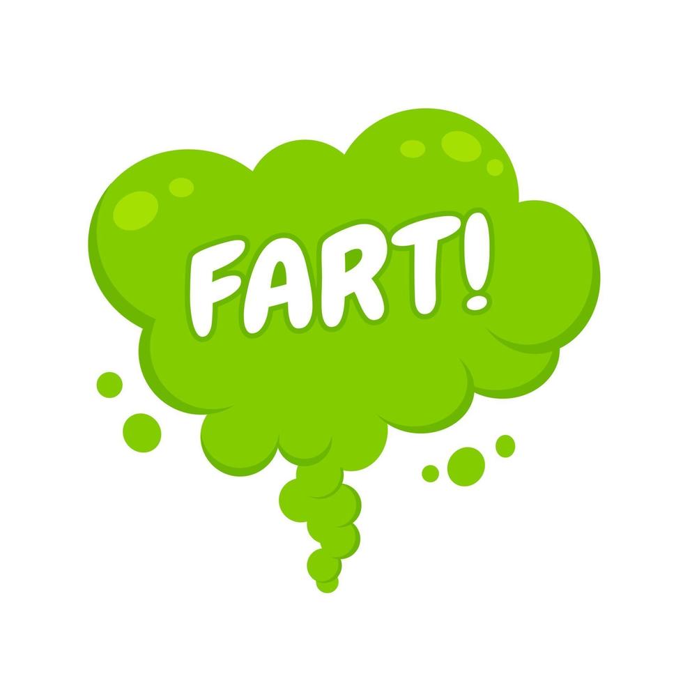 Smelling green cartoon fart cloud flat style design. vector