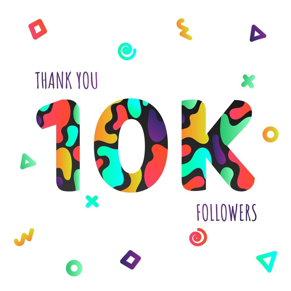 Thank you 10000 followers numbers postcard. vector
