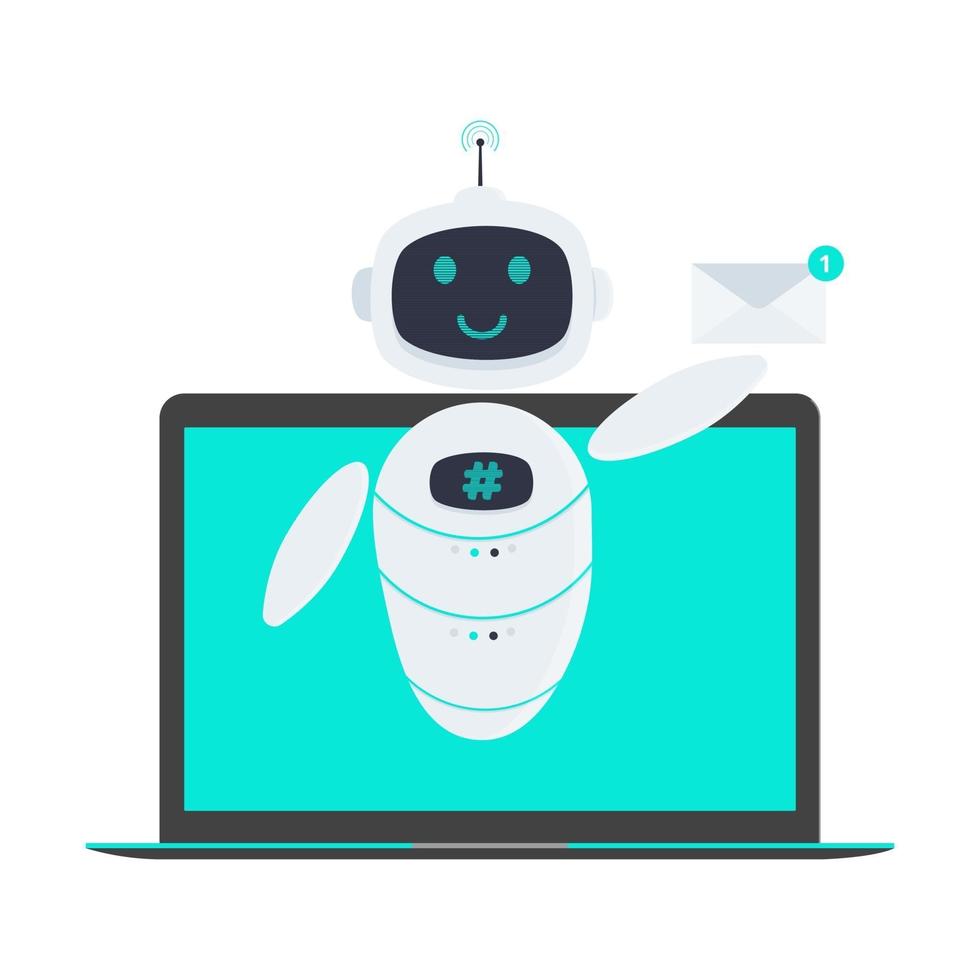 robot, chatbot, icono, señal, plano, estilo, diseño, vector, ilustración vector