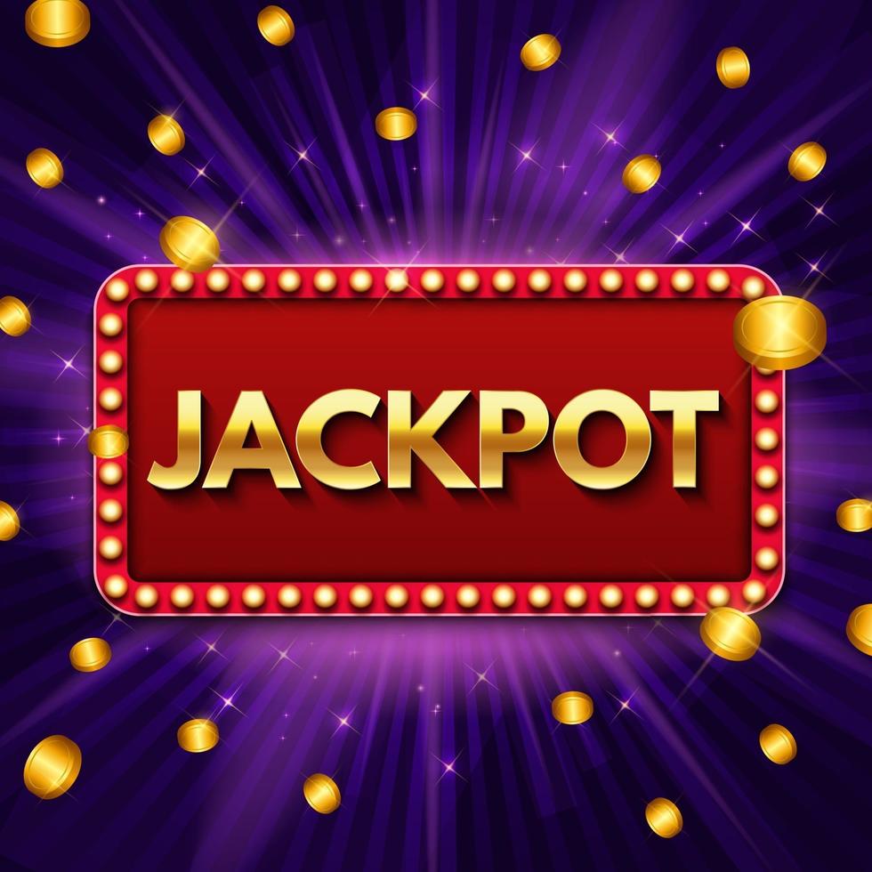 Jackpot background with falling gold confetti. Casino or lottery vector