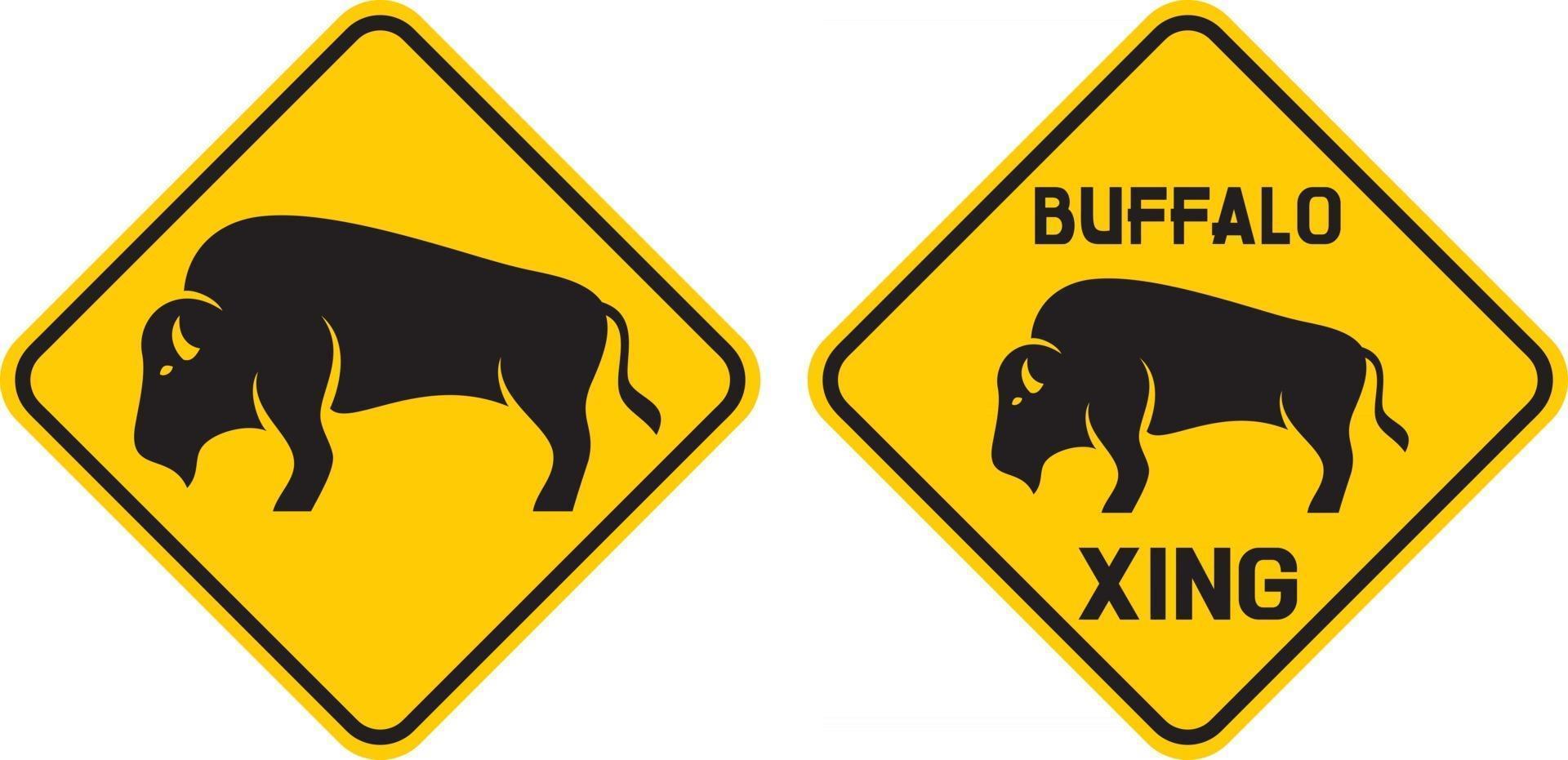 Buffalo Crossing Warning Sign vector