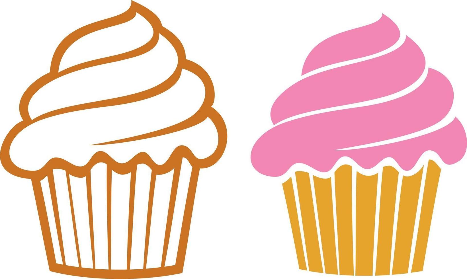 cupcakes en color vector