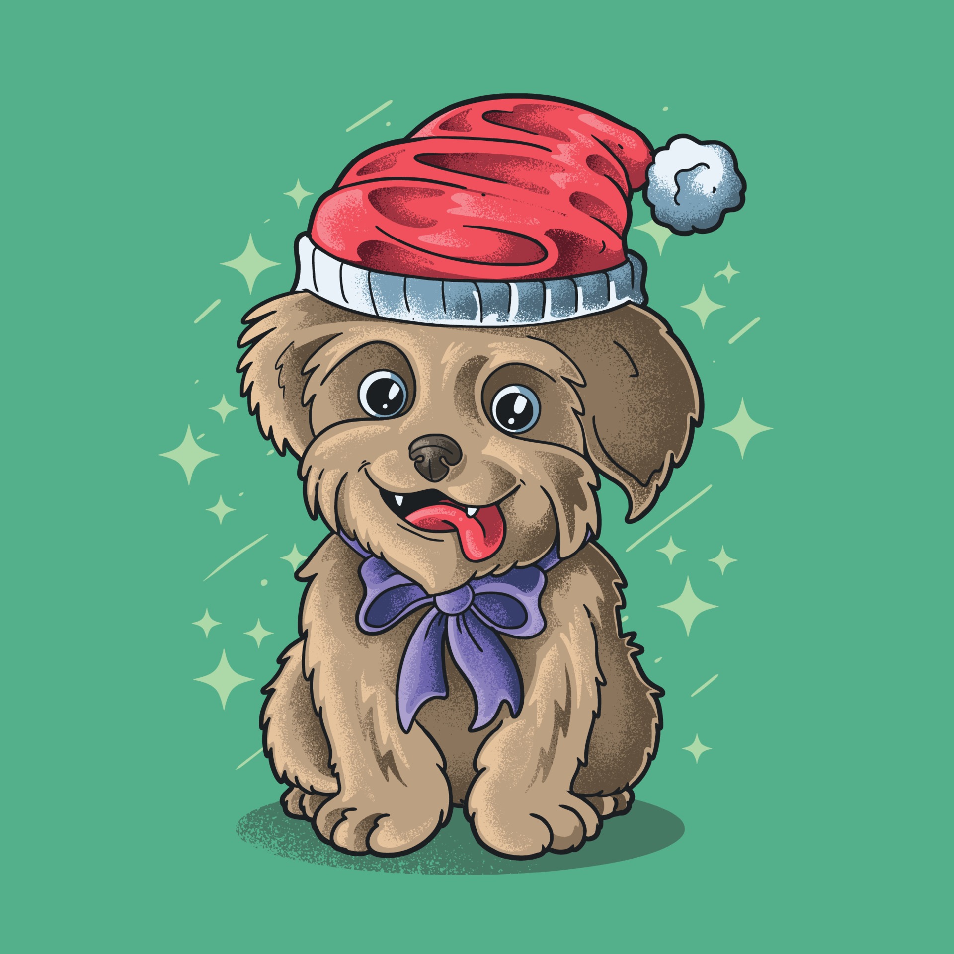 little dog wear santa hat illustration vector grunge 3192876 Vector Art