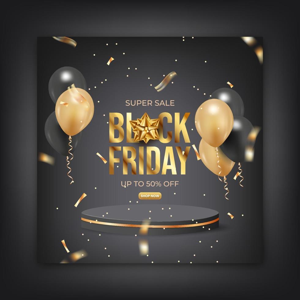 black friday sale social media template for promotion. vector