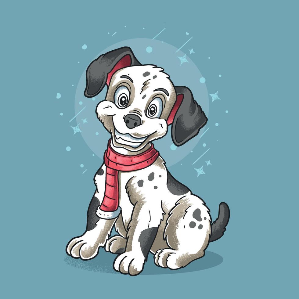 Pequeño perro dálmata usar chal ilustración vectorial grunge vector