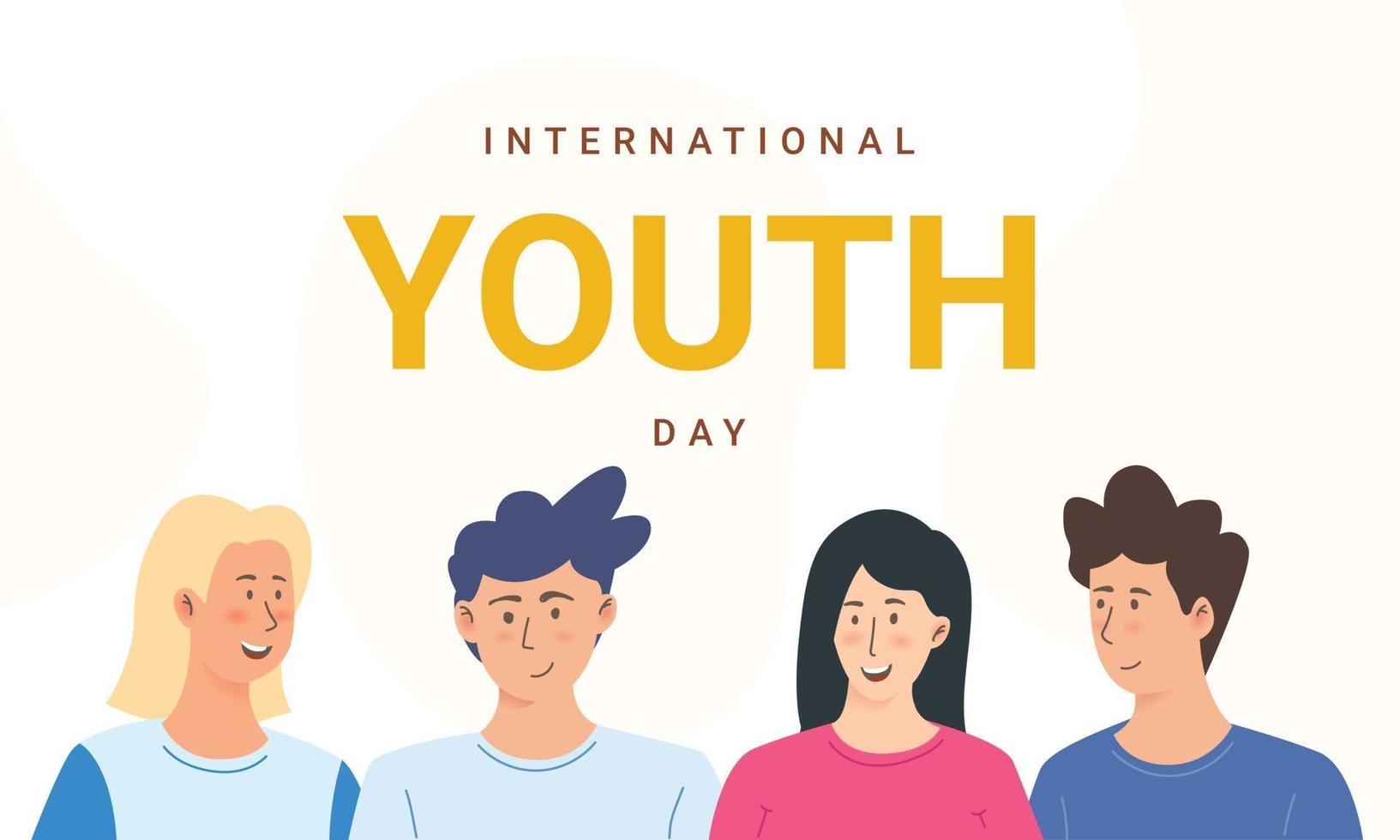 International youth day friendship Happy youth day vector