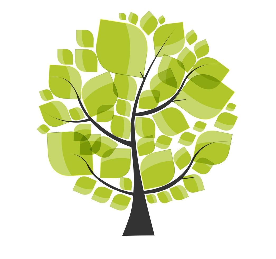 Beautiful Green Tree on a White Background Vector Illustration.