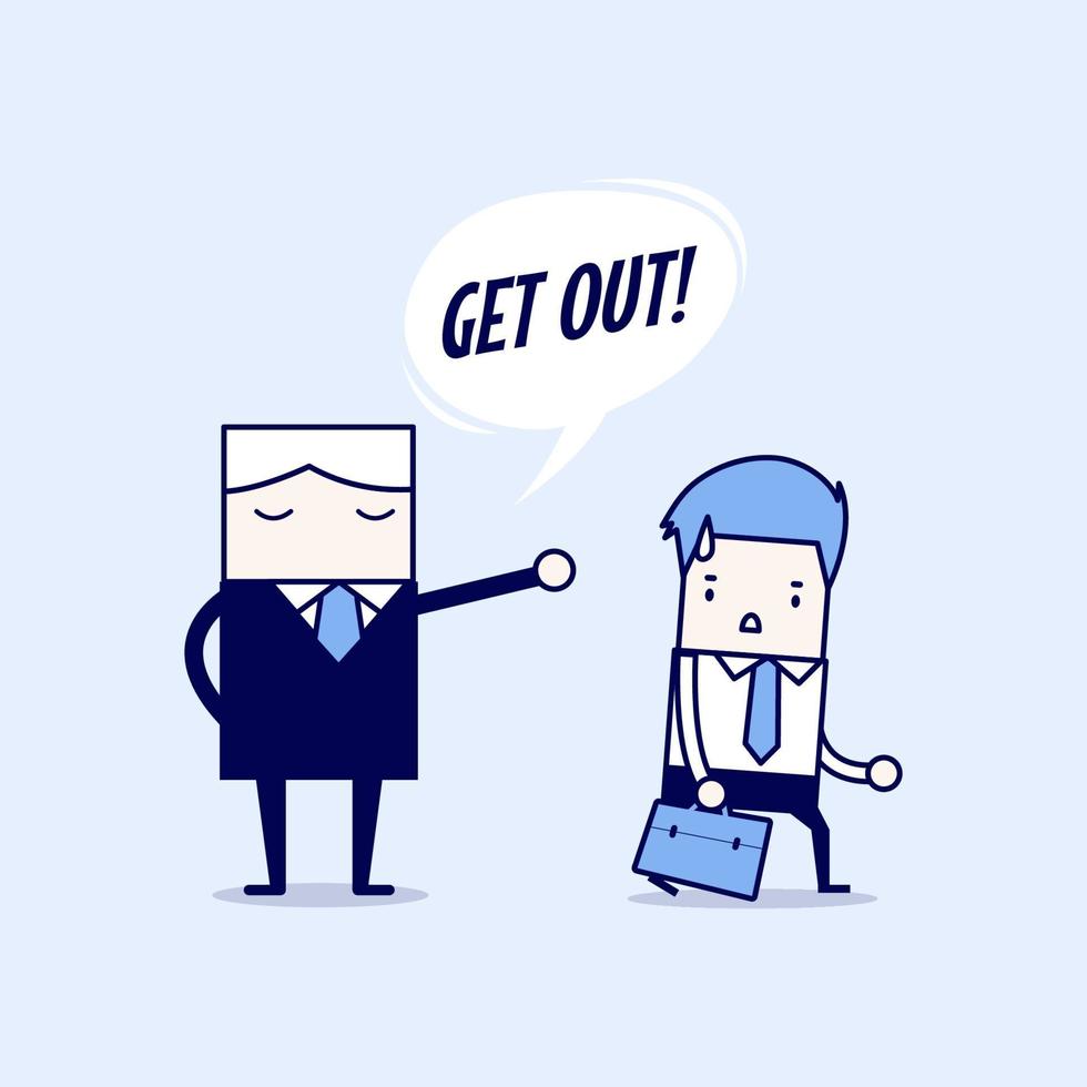 Angry boss firing employee. Layoff concept. vector