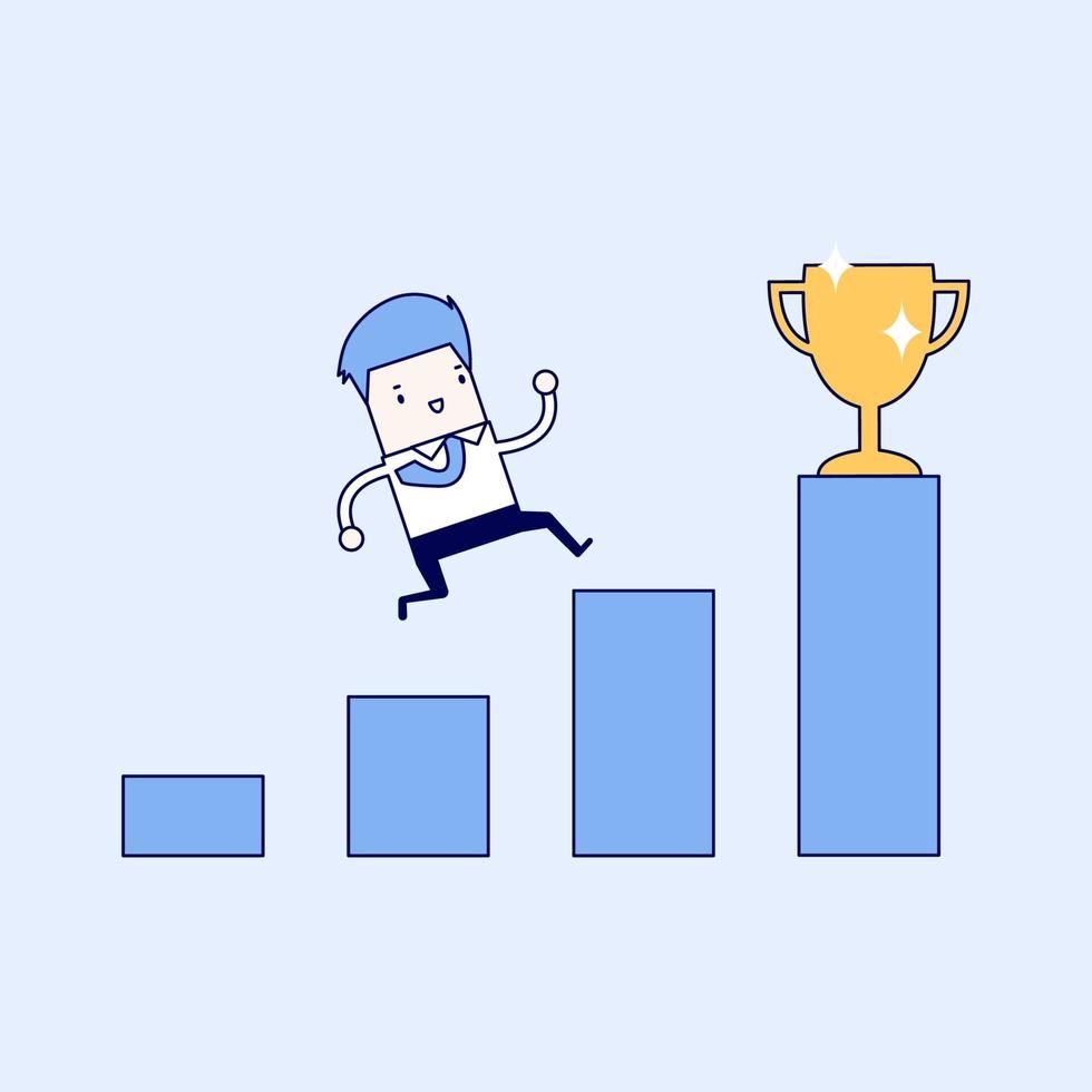 Businessman climbing ladder to success. vector