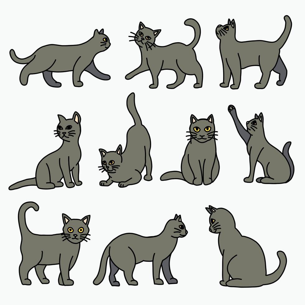 Free Vectors  Cute cat pose set