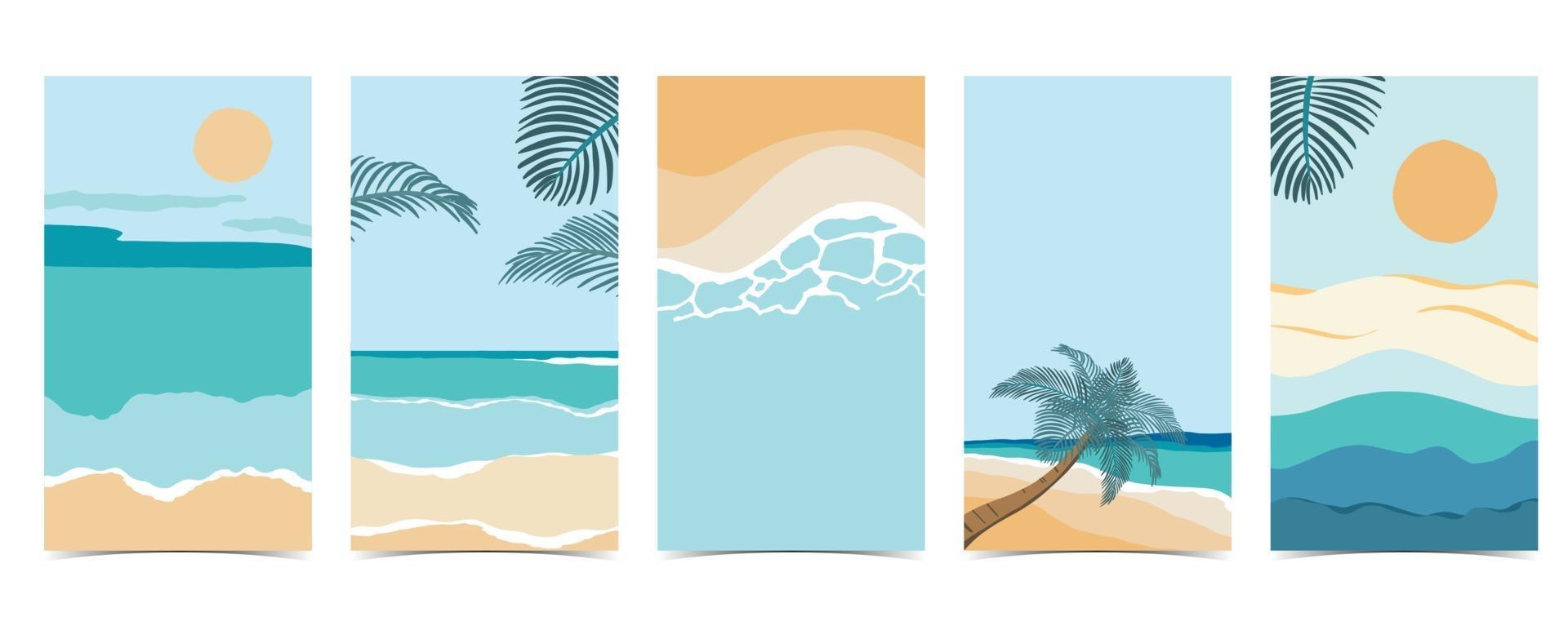 Fondo de playa para redes sociales con cielo, arena, sol. vector