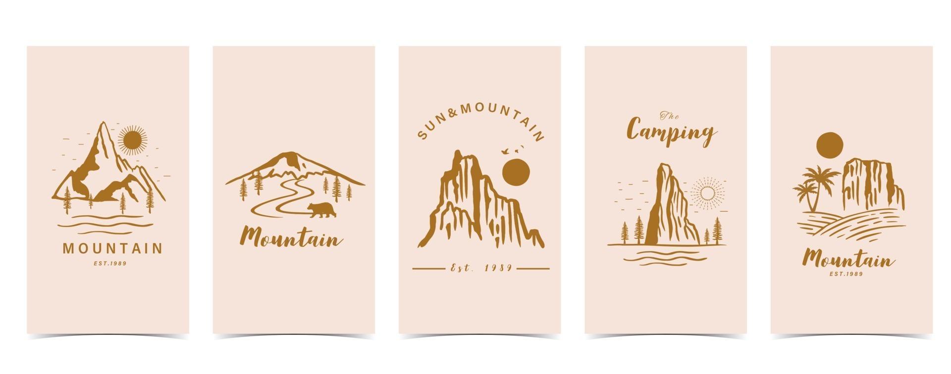 Fondo boho para redes sociales con montaña, natural. vector