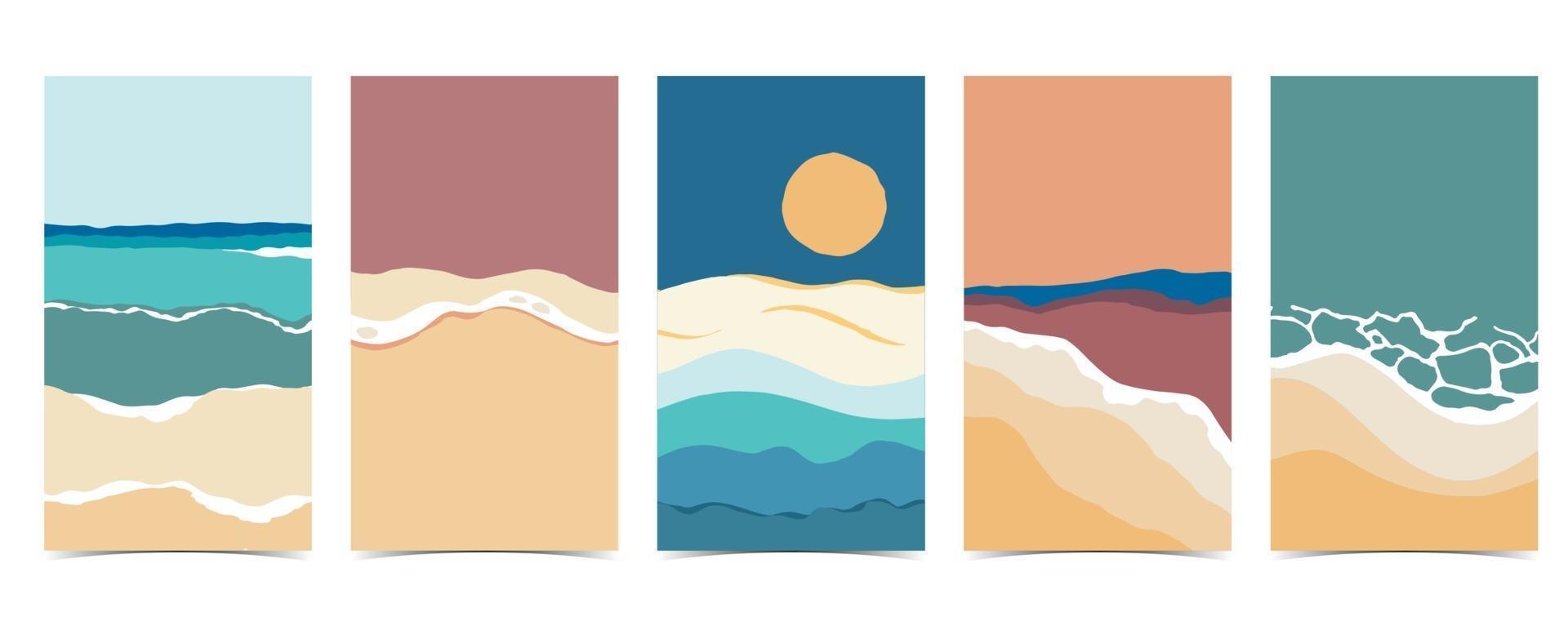 Fondo de playa para redes sociales con cielo, arena, sol. vector