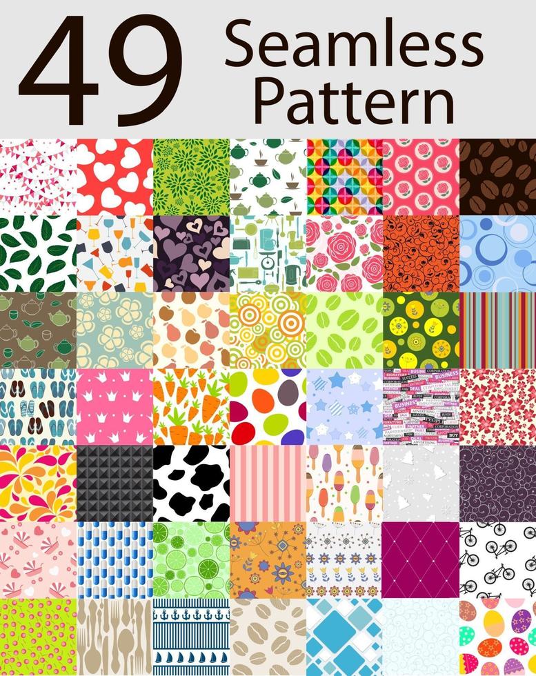 Seamless Pattern 49 Set Vector Illustration