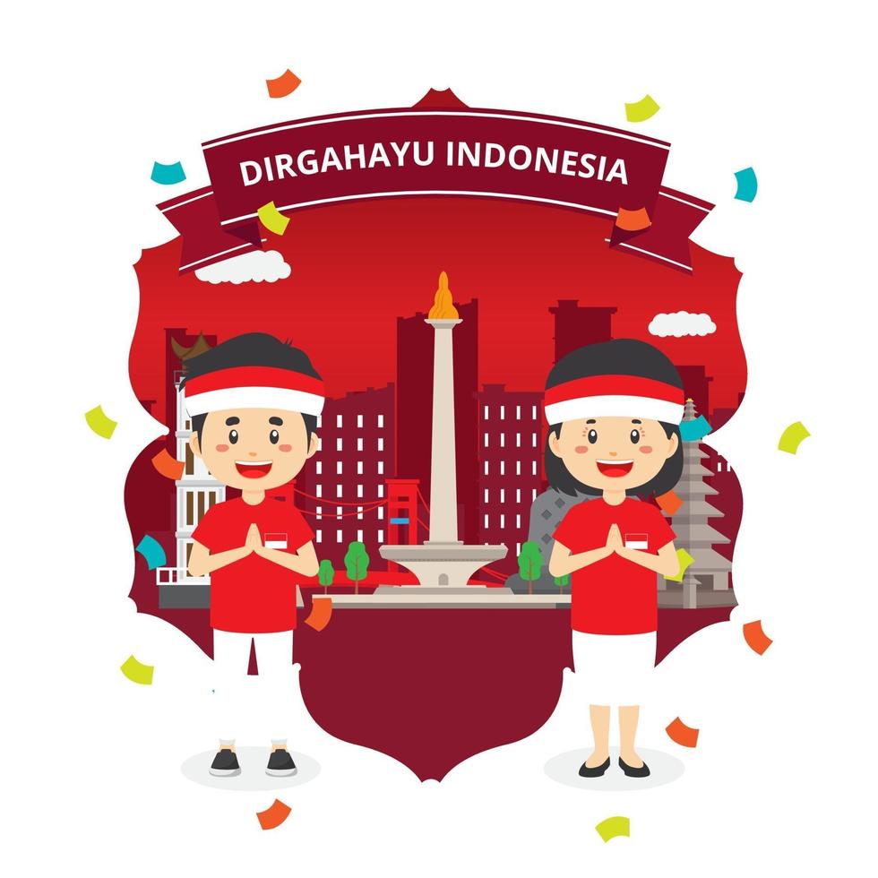 Indonesian Independence Day With Character vector